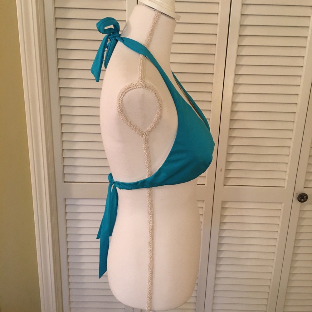Trina Turk Turquoise Blue Halter Bikini Top Size 12 - Picture 4 of 6